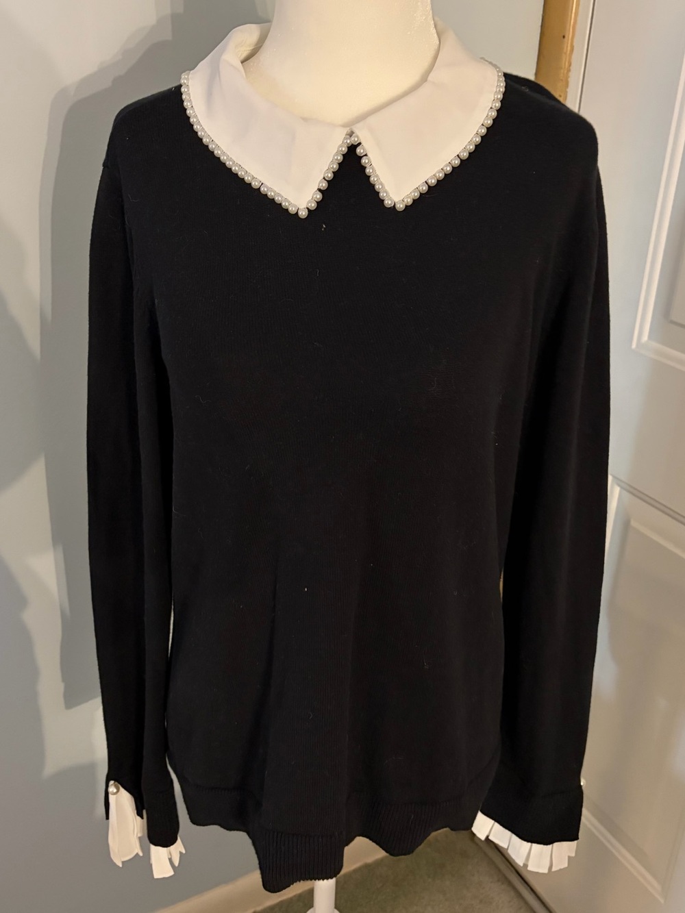 Blouse Sweater with Pearl Accents